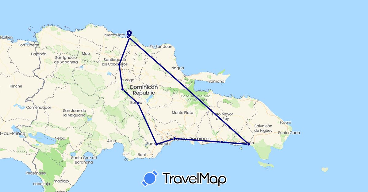 TravelMap itinerary: driving in Dominican Republic (North America)